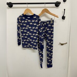 Hanna Andersson Toddler Girls Navy and Cream Holiday Polar Bear Pajama Set